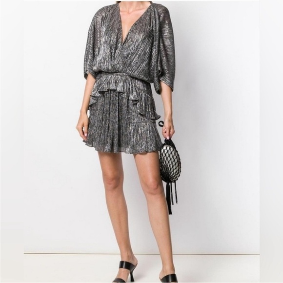 IRO Spina Metallic Ruffle Silver Dress - Picture 3 of 12